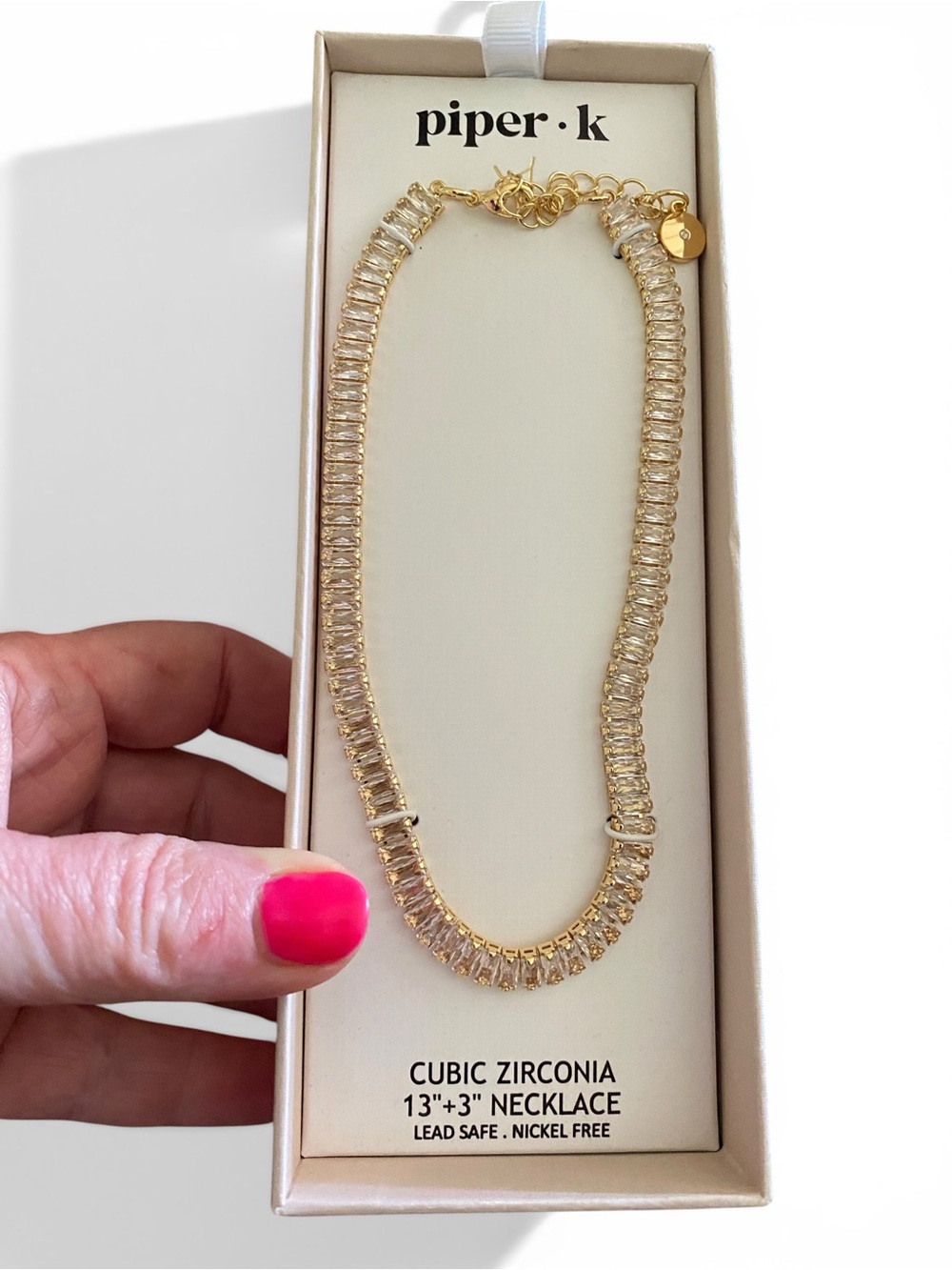 Piper Gold Cubic Zirconia Tennis Necklace with Clear Stones